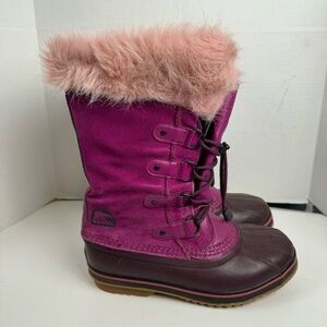 Sorel Women’s Joan Of Artic Pink Purple Suede Waterproof Faux Fur Winter Boots
